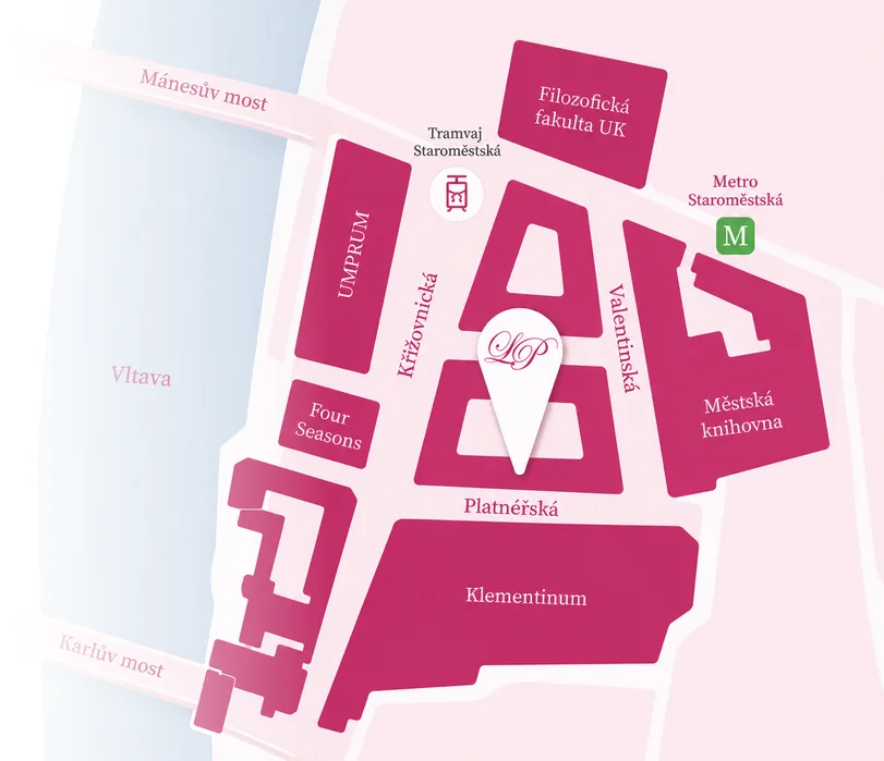 Mapa – klinika LaserPlastic, Platnéřská 11, Praha 1